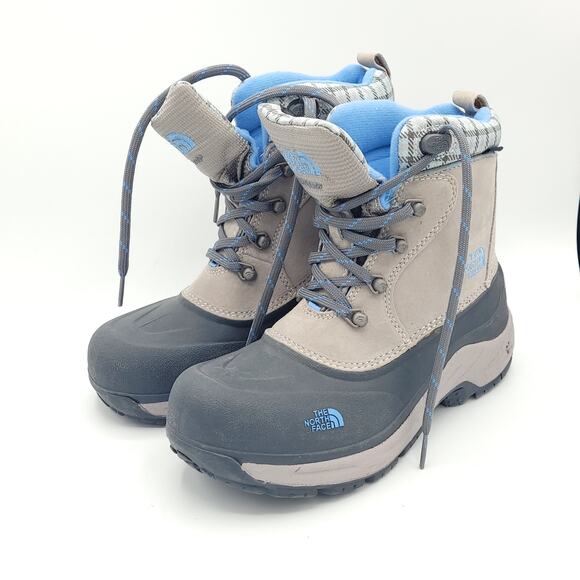 The North Face Winter Snow Hiking Boots blue Gray suede girls size 5 - Picture 1 of 9